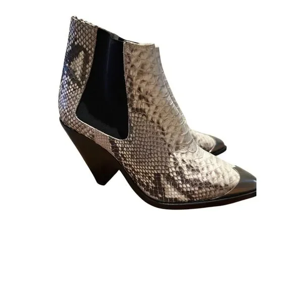NWT Isabel Marant Lemsey Snake-Effect Leather Boots, EU 37 (US 7)
